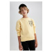 DEFACTO Boy's Crew Neck Printed Thick Sweatshirt