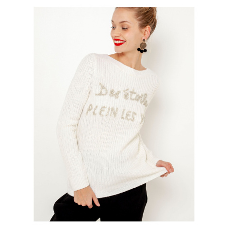 Biely sveter s motívom Vianoc CAMAIEU - Ženy