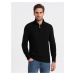 Ombre Men's knitted sweater with spread collar - black