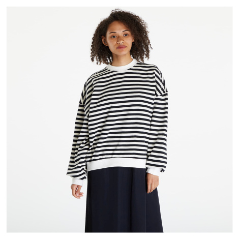 Mikina Urban Classics Ladies Oversized Striped Crewneck Black/ White Sand