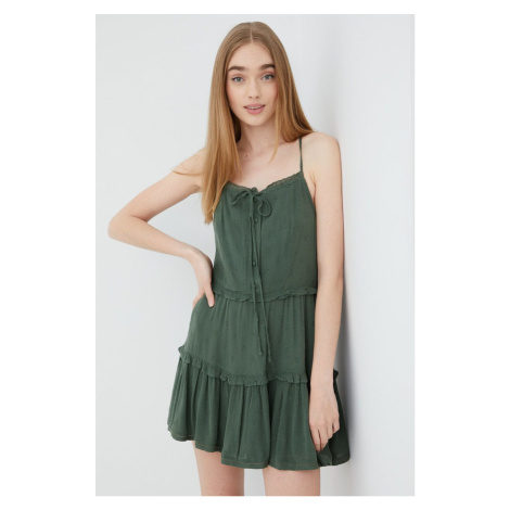Šaty Superdry zelená farba, mini, áčkový strih