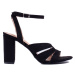 Exkluzívny dámske sandále čierne na širokom podpätku