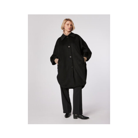 Simple Prechodný kabát PLD505-01 Čierna Oversize