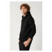 Avva Men's Black Sweatshirt Hooded Flexible Soft Texture Interlock Fabric Regular Fit