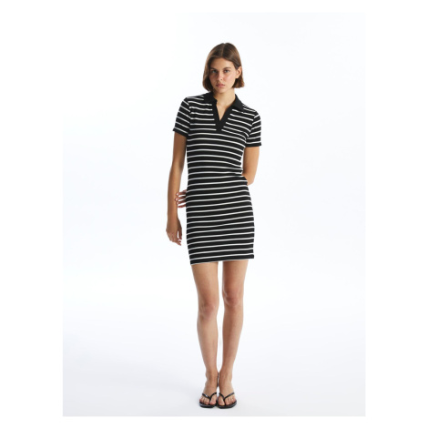 LC Waikiki Polo Neck Striped Short Sleeve Women's Dress