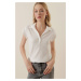 Bigdart 20123 Polo Knitted Blouse - White