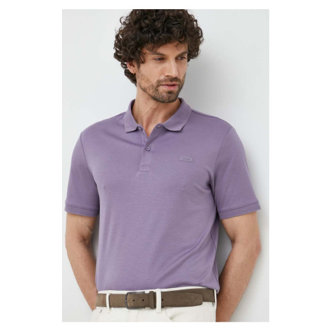 Bavlnené polo tričko Calvin Klein fialová farba,jednofarebné,K10K111657