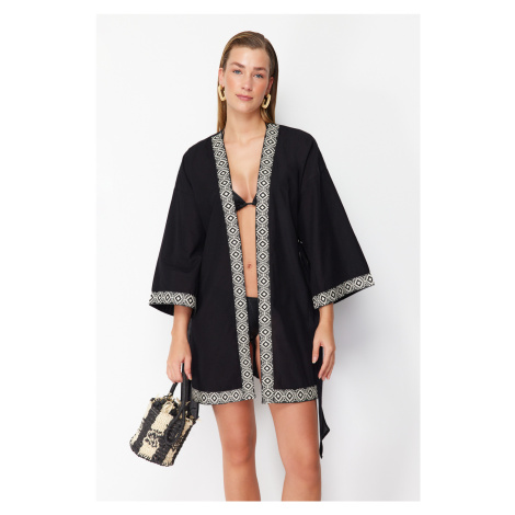 Trendyol Black Mini Woven Kimono & Kaftan