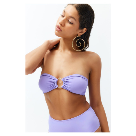 Trendyol Lilac Strapless Accessorized Bikini Top