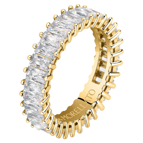 Morellato Trblietavý pozlátený prsteň s čírymi zirkónmi Baguette SAVP090 58 mm