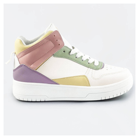 Bielo-pastelové členkové dámske tenisky sneakers (WH2122) Sweet Shoes
