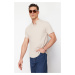 Trendyol Stone Regular/Normal Cut Textured Judge Collar Buttoned T-shirt