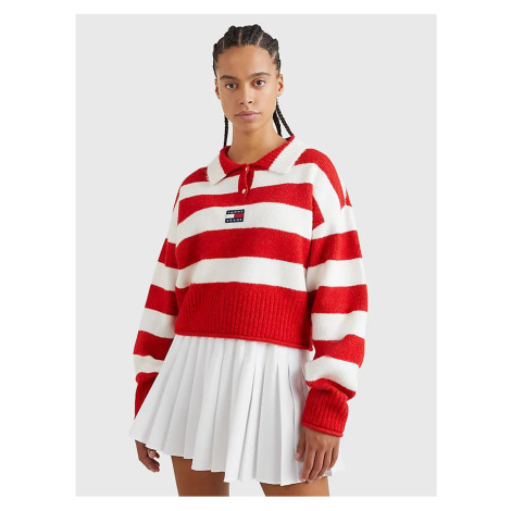 White-red ladies striped sweater Tommy Jeans - Women Tommy Hilfiger
