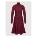 KARL LAGERFELD Úpletové šaty Contrast Stitch 216W2031 Bordová Slim Fit