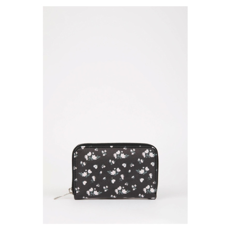 DEFACTO Women's Flower Patterned Faux Leather Wallet