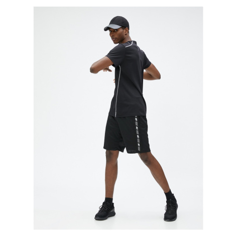 Koton Sports Shorts Lace-Up Waist Slogan Printed with Pocket Detail.