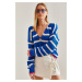 Bianco Lucci Women's White Striped Cardigan