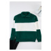 Trendyol Emerald Green Oversize/Wide Cut Snap Button Color Inside Polar Fleece Cotton Sweatshirt