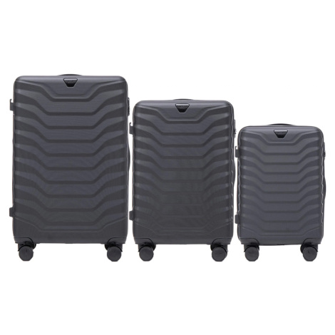 ČIERNA 3DIELNA SADA KUFROV PEAFOWL PEA01, SET OF 3 SUITCASES (L,M,S) WINGS, BLACK