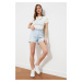 Trendyol Light Blue Ripped Detailed Denim Shorts