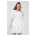 Bavlnené šaty Tommy Hilfiger biela farba, mini, áčkový strih