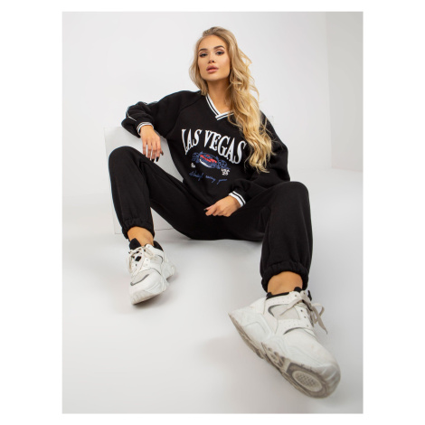 Black oversized tracksuit with print