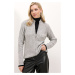 Bigdart 15863 Zippered Knitwear Cardigan - Gray