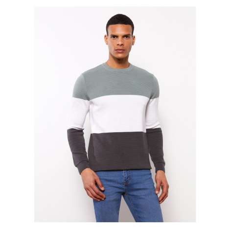 LC Waikiki Crew Neck Long Sleeve Color Block Men's Knitwear Sweater