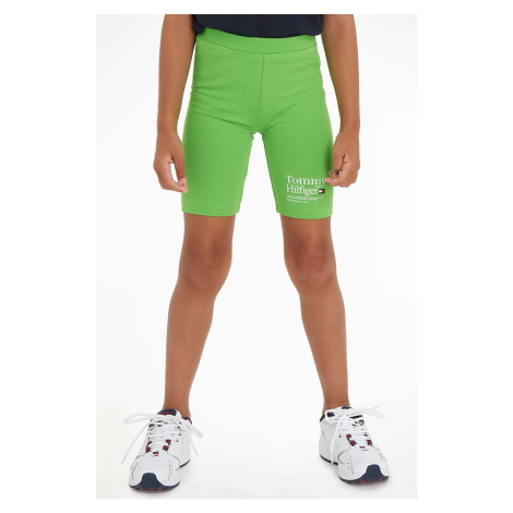 Detské krátke nohavice Tommy Hilfiger Zelená farba, jednofarebné
