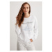 GRIMELANGE Faylinn Women's Crew Neck Fleece Printed White Sweatshir