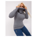 Navy gray plus-size sweater with a flowing turtleneck