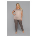 Illusion women's pyjamas, short sleeves, long legs - beige/print