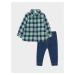 LC Waikiki Long Sleeve Plaid Patterned Baby Boy Shirt and Jeans 2-Piece Set