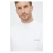 Tričko s dlhým rukávom Calvin Klein pánske, biela farba, jednofarebné