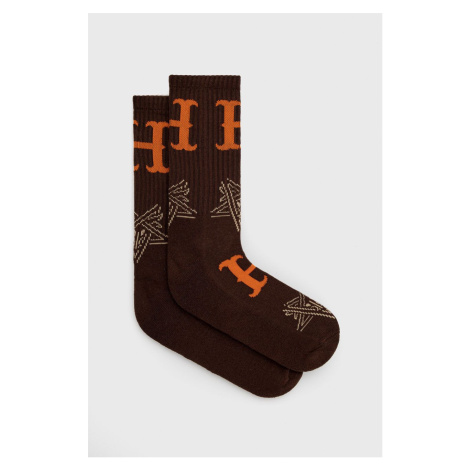 Ponožky HUF X Trasher pánske, hnedá farba