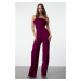 Trendyol Purple Wide Leg Knitted Woven Jumpsuit