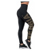 Nebbia Gold Print Leggings Black Fitness nohavice