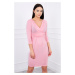 Fitted dress with opening under the bust powder pink