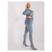 Gray and Blue Velvet Oversized Set by Jeannee