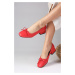 Mio Gusto Bellamy Red Color Bow Detailed Women's Low Heeled Shoes