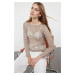 Trendyol Mink Soft Textured Openwork/Perforated Fine Knitwear Sweater