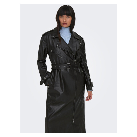 Women's black faux leather coat ONLY Freja - Women