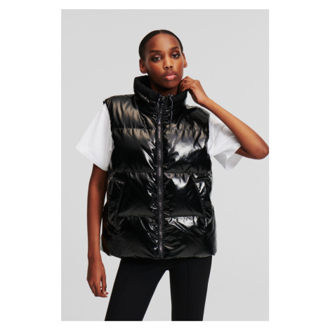 Vesta Karl Lagerfeld Branded Zip Padded Vest Black