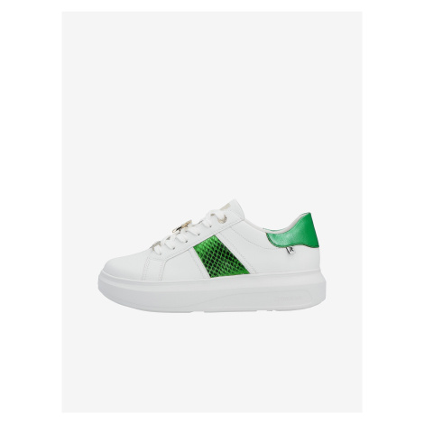 Zeleno-biele dámske kožené tenisky Rieker