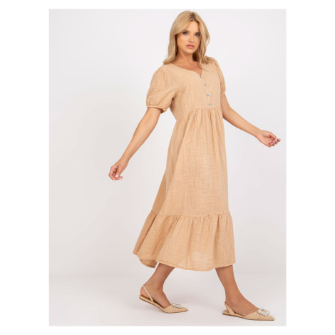 Caramel dress Och Bella BI-25504.camel