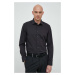 Bavlnená košeľa Seidensticker pánska, čierna farba, slim, s klasickým golierom, 01.675198