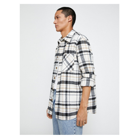 Koton Plaid Lumberjack Shirt Classic Cuff Collar Long Sleeve With Pocket