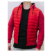 Pánska prechodná bunda na zips v červenej farbe s kapucňou