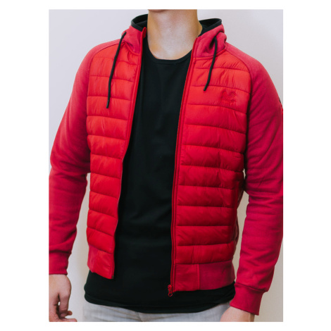 Pánska prechodná bunda na zips v červenej farbe s kapucňou