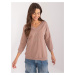 Dark beige women's blouse with a neckline